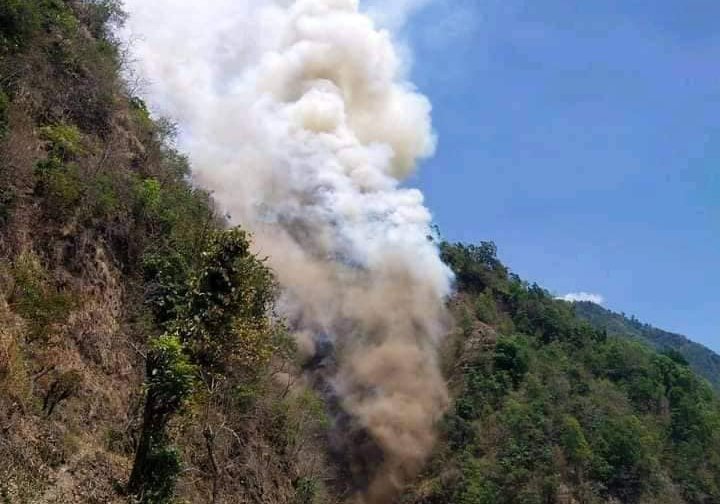 दक्षिण ललितपुरको प्युटार जंगलमा भिषण आगलागी