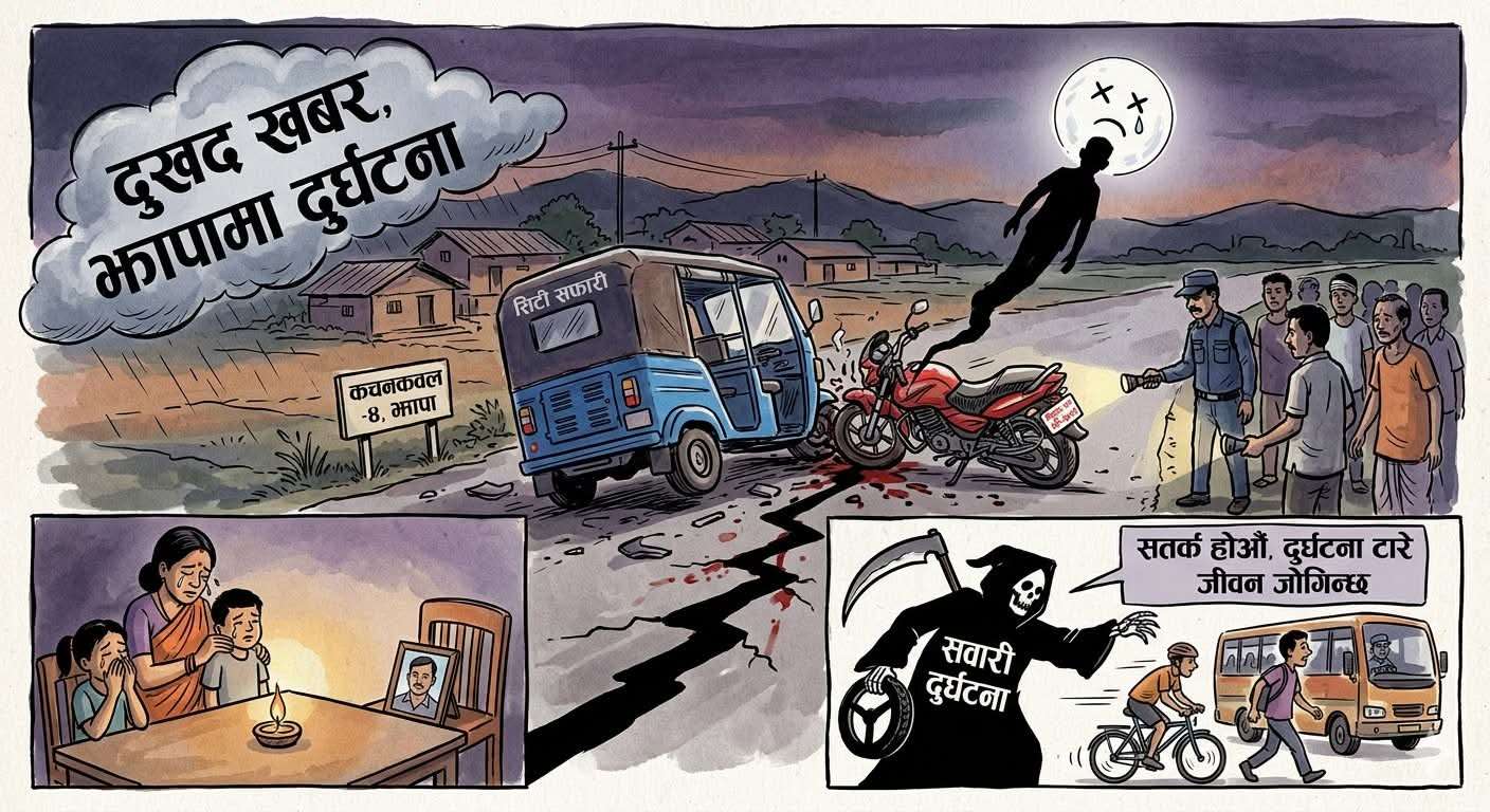 झापामा दुखद खबर दुर्घटनामा एकको ज्यान गयो